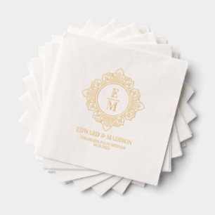 Gepersonaliseerde bruiloft Monogram Art Deco Lijst Folie Servetten