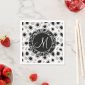 Gepersonaliseerde bruiloft Monogram Black White Gr Servet (Insitu)