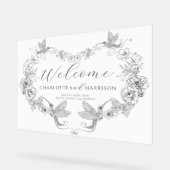 Gepersonaliseerde bruiloft Monogram Bloemen Acryl Bord (Hoek)