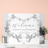 Gepersonaliseerde bruiloft Monogram Bloemen Acryl Bord (Huwelijk)