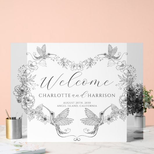 Gepersonaliseerde bruiloft Monogram Bloemen Acryl Bord (Huwelijk)