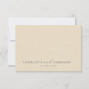 Gepersonaliseerde bruiloft monogram crème faux lin notitiekaartje