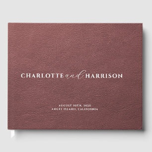 Gepersonaliseerde bruiloft Monogram Faux Leather B Gastenboek