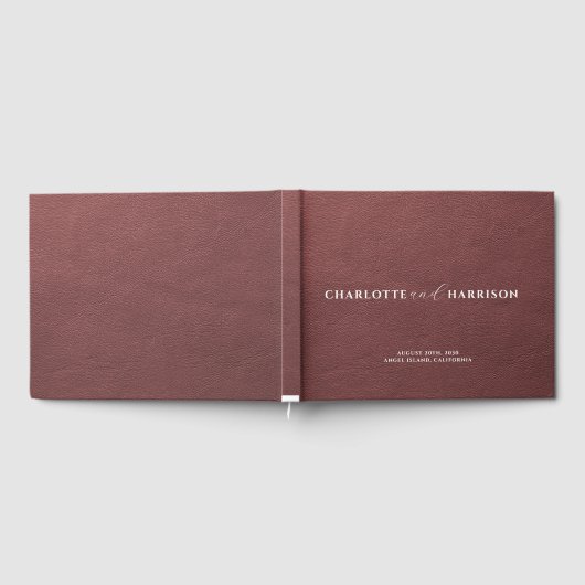 Gepersonaliseerde bruiloft Monogram Faux Leather B Gastenboek (Volledig)