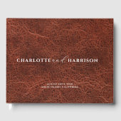 Gepersonaliseerde bruiloft Monogram Faux Leather Gastenboek (Voorkant)