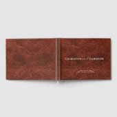 Gepersonaliseerde bruiloft Monogram Faux Leather Gastenboek (Volledig)