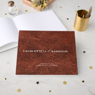 Gepersonaliseerde bruiloft Monogram Faux Leather Gastenboek