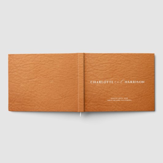 Gepersonaliseerde bruiloft Monogram Faux Leather Gastenboek (Volledig)
