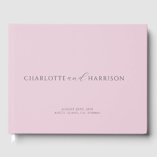 Gepersonaliseerde bruiloft monogram roze gastenboek (Voorkant)