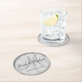 Gepersonaliseerde bruiloft Monogram Stijlvol Zilve Ronde Kartonnen Onderzetter (Insitu)