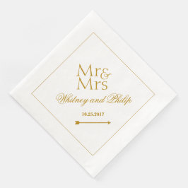 Gepersonaliseerde bruiloft Mr. Gold Servetten