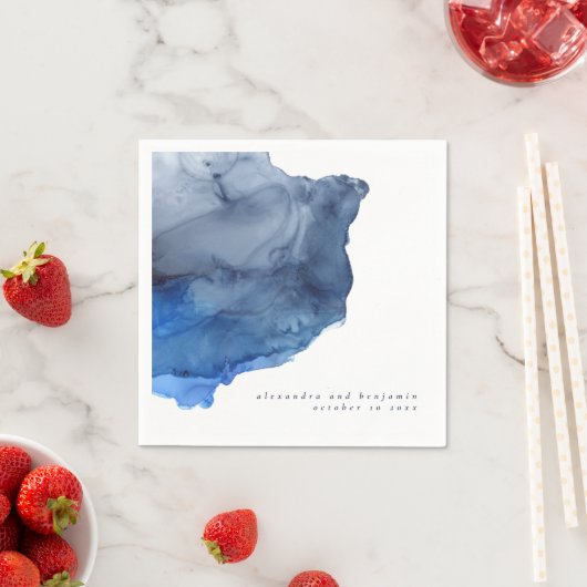 Gepersonaliseerde bruiloft Navy Indigo Abstract Mo Servet (Insitu)