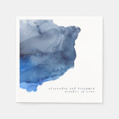Gepersonaliseerde bruiloft Navy Indigo Abstract Mo Servet (Voorkant)