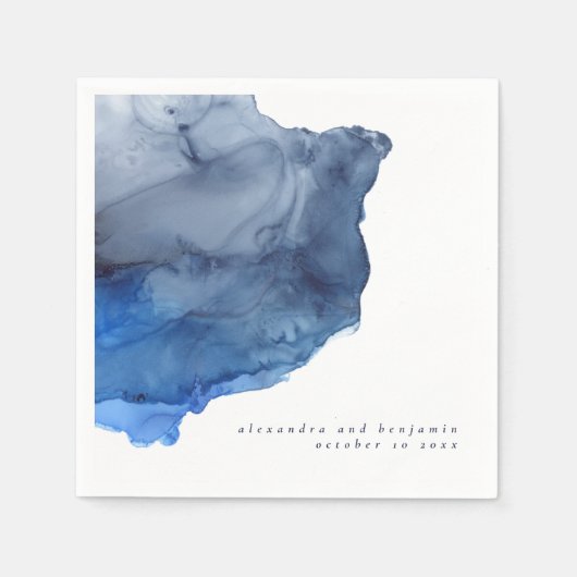 Gepersonaliseerde bruiloft Navy Indigo Abstract Mo Servet (Voorkant)