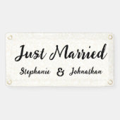 Gepersonaliseerde bruiloft net getrouwd auto\truck spandoek (Horizontaal)