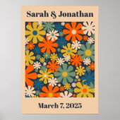 Gepersonaliseerde bruiloft of Jubileum Retro Flora Poster (Voorkant)