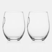 Gepersonaliseerde bruiloft paar monogram hart wijnglas zonder voet (Links)