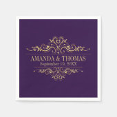 Gepersonaliseerde bruiloft Paarse elegante papiere Servet (Voorkant)