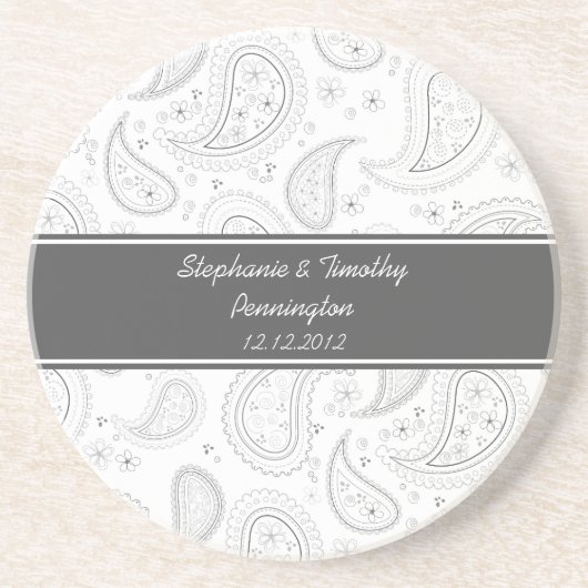 Gepersonaliseerde bruiloft paisley onderzetter (Voorkant)