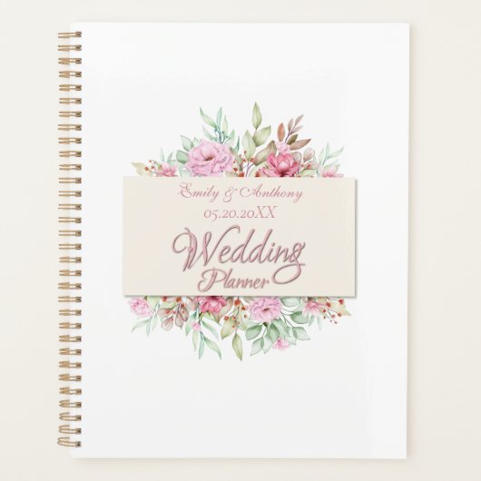Gepersonaliseerde bruiloft Planner, Romantic Flora Planner (Voorkant)