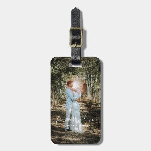 Gepersonaliseerde bruiloft portret moderne kalligr bagagelabel (Voorkant verticaal)