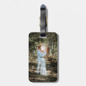 Gepersonaliseerde bruiloft portret moderne kalligr bagagelabel (Achterkant verticaal)