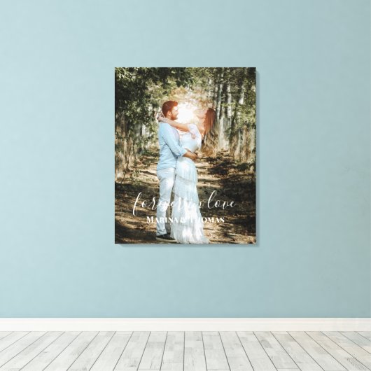 Gepersonaliseerde bruiloft portret moderne kalligr canvas afdruk (Insitu (Houten vloer))