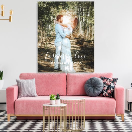Gepersonaliseerde bruiloft portret moderne kalligr canvas afdruk (Insitu (Woonkamer))