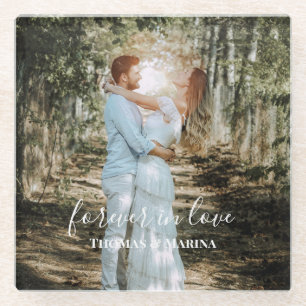 Gepersonaliseerde bruiloft portret moderne kalligr glazen onderzetter