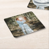 Gepersonaliseerde bruiloft portret moderne kalligr kartonnen onderzetters (Schuin)