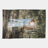 Gepersonaliseerde bruiloft portret moderne kalligr theedoek (Horizontaal)