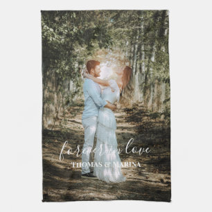 Gepersonaliseerde bruiloft portret moderne kalligr theedoek