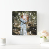 Gepersonaliseerde bruiloft portret moderne kalligr vierkante klok (Huis)