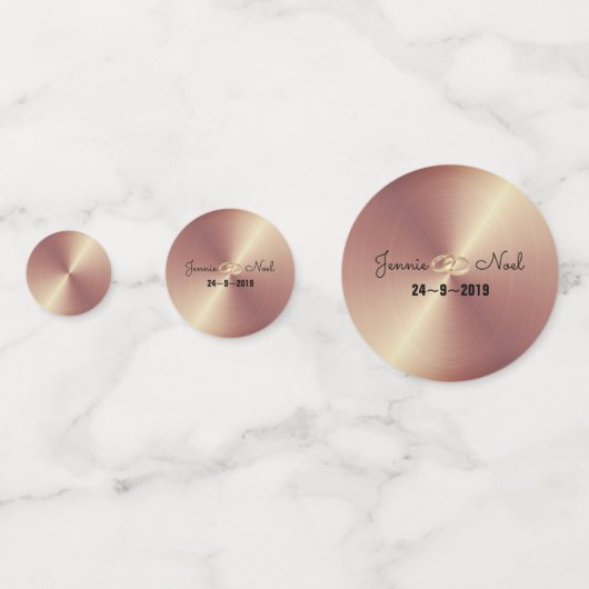 Gepersonaliseerde bruiloft Roos gouden tafel Confetti (Achterkanten)