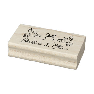 Gepersonaliseerde bruiloft Rubber Stamp met Duiven Rubberstempel