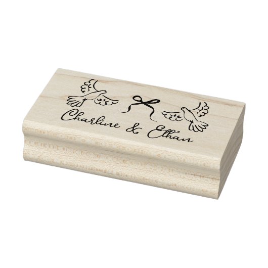 Gepersonaliseerde bruiloft Rubber Stamp met Duiven Rubberstempel (Stempel)