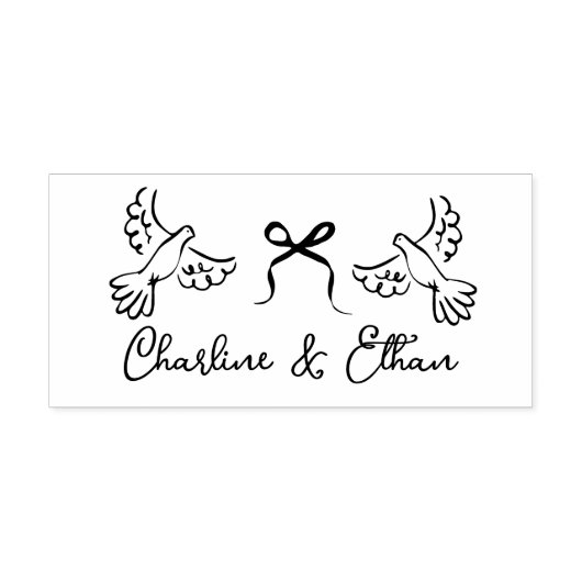 Gepersonaliseerde bruiloft Rubber Stamp met Duiven Rubberstempel (Afrduk)