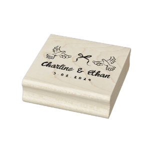 Gepersonaliseerde bruiloft Rubber Stamp met Duiven Rubberstempel