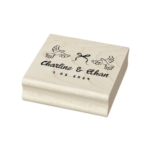 Gepersonaliseerde bruiloft Rubber Stamp met Duiven Rubberstempel (Stempel)