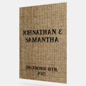 Gepersonaliseerde bruiloft rustieke burlap natuur  acryl bord (Hoek)