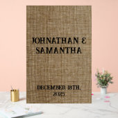 Gepersonaliseerde bruiloft rustieke burlap natuur  acryl bord (Huwelijk)