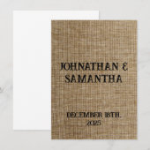 Gepersonaliseerde bruiloft rustieke burlap natuur  bedankkaart (Voorkant / Achterkant)