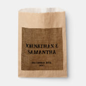 Gepersonaliseerde bruiloft rustieke burlap natuur bedankzakje (Voorkant)