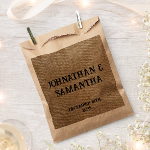 Gepersonaliseerde bruiloft rustieke burlap natuur bedankzakje