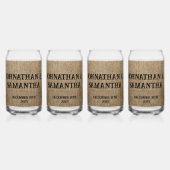 Gepersonaliseerde bruiloft rustieke burlap natuur blikvorm glas (Achterkant)