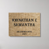 Gepersonaliseerde bruiloft rustieke burlap natuur  canvas afdruk (Voorkant)
