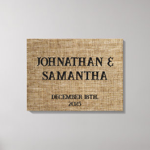 Gepersonaliseerde bruiloft rustieke burlap natuur  canvas afdruk