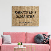 Gepersonaliseerde bruiloft rustieke burlap natuur  canvas afdruk (Insitu (Woonkamer))