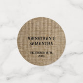 Gepersonaliseerde bruiloft rustieke burlap natuur confetti (Kleine voorkant)