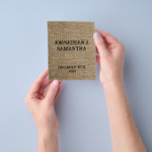 Gepersonaliseerde bruiloft rustieke burlap natuur  flyer (Hand)